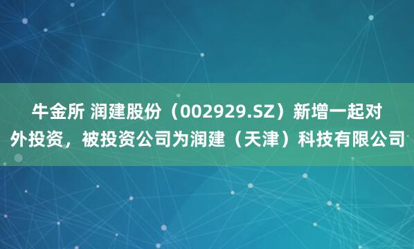 牛金所 润建股份（002929.SZ）新增一起对外投资，被投资公司为润建（天津）科技有限公司