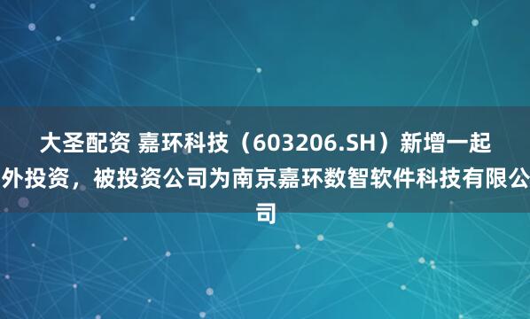 大圣配资 嘉环科技（603206.SH）新增一起对外投资，被投资公司为南京嘉环数智软件科技有限公司