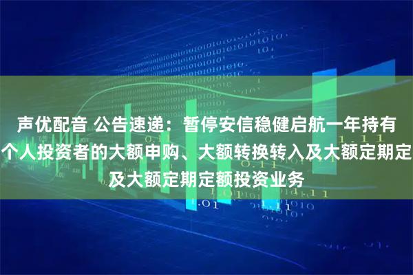 声优配音 公告速递：暂停安信稳健启航一年持有混合基金非个人投资者的大额申购、大额转换转入及大额定期定额投资业务
